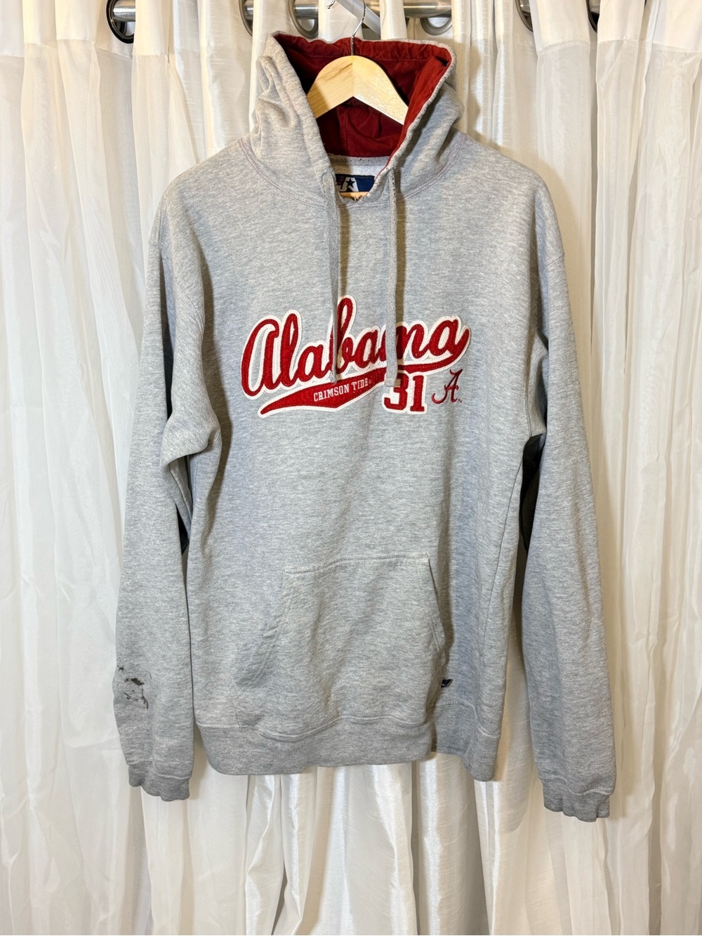 J. America Gray Hooded Sweatshirt with Red Script